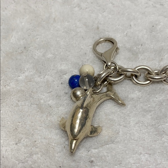 Heavy Sterling Silver chain bracelet w/dolphin - Picture 2 of 4
